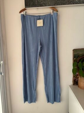 Calvin Klein Light Blue Plisse Pull-On Wide-Leg  Pants Size XL